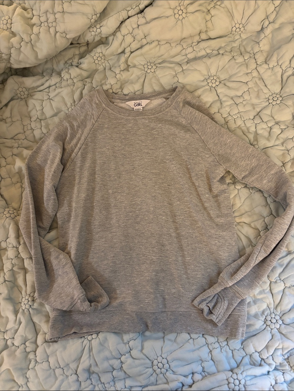 Athleta Girl Grey Crewneck Longsleeve cross cross back